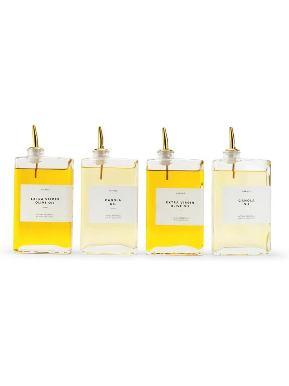 Elegant Glass Olive Oil Dispenser Set of 4 - Automatic Pourer & Cruet for